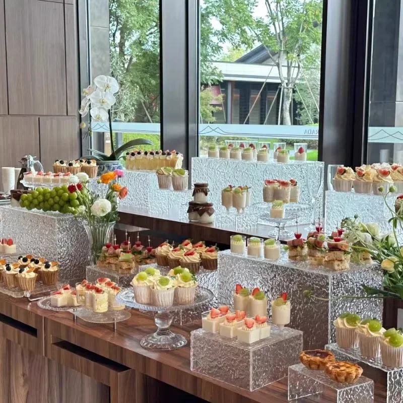 19PCS Acrylic Cake Stand Set Cupcake Display Dessert Bar Buffet Food Holder for Wedding Candy Snack Table Home Decoration Props