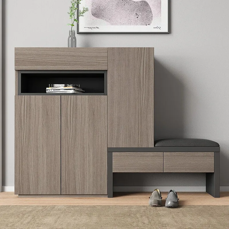 shoe cabinet with shoe change stool modern simple shoe cabinet home living room home Nordic