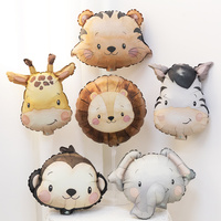 6pcs Cute Safari Animal Foil Balloon-Lion Tiger Giraffe for Wild One Birthday & Baby Shower Decoration Jungle Party Decoration