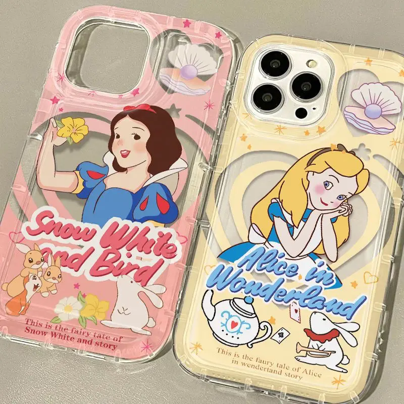 Disney Princess Clear Phone Case for iPhone 15 14 13 12 11 Pro Max XR XS X 8 7 6 6S Plus SE 2020 Cartoon Snow White Soft Cover