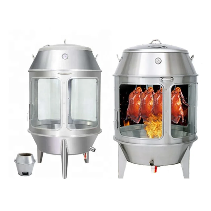 Commercial Stainless Steel Charcoal Gas Roast Duck Oven Chicken Goose Hanging Oven Glass Display Windows Crispy Skin Oven