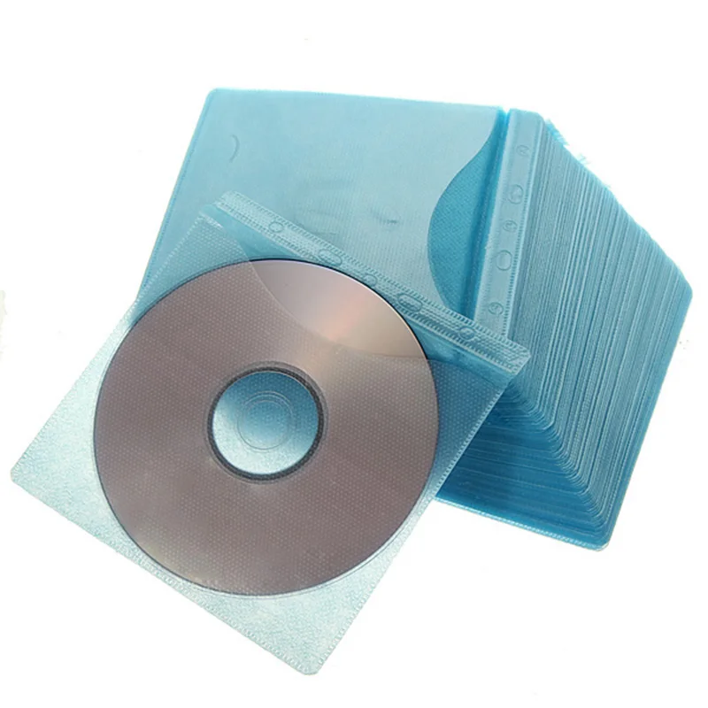 100pcs Dual-Sided Clear CD/DVD Collection Cover Dust-Proof Scratch-Resistant CD DVD Disc Cover Storage Case Bag Random Color