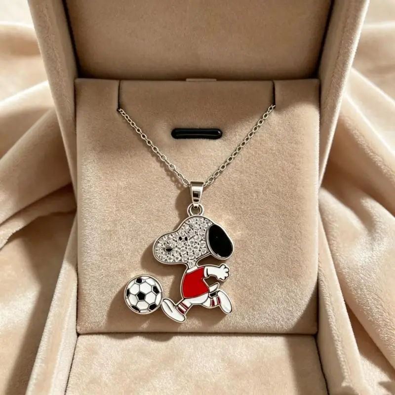 New Snoopy Football Theme Series Necklace Kawaii Clavicle Chain Cartoon Girl Clothing Versatile Pendant Sweater Chain Gift