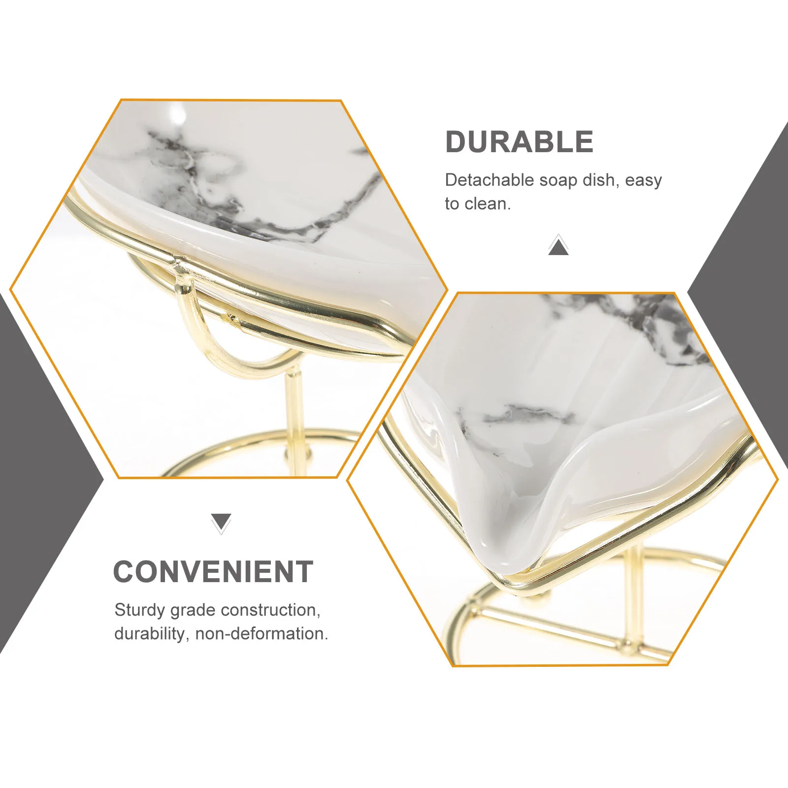 

45 Degree Self-Draining Detachable Metal Ceramic Soap Dish Non-Deformation Bar Soap Holder Tray For Bathroom Kitchen