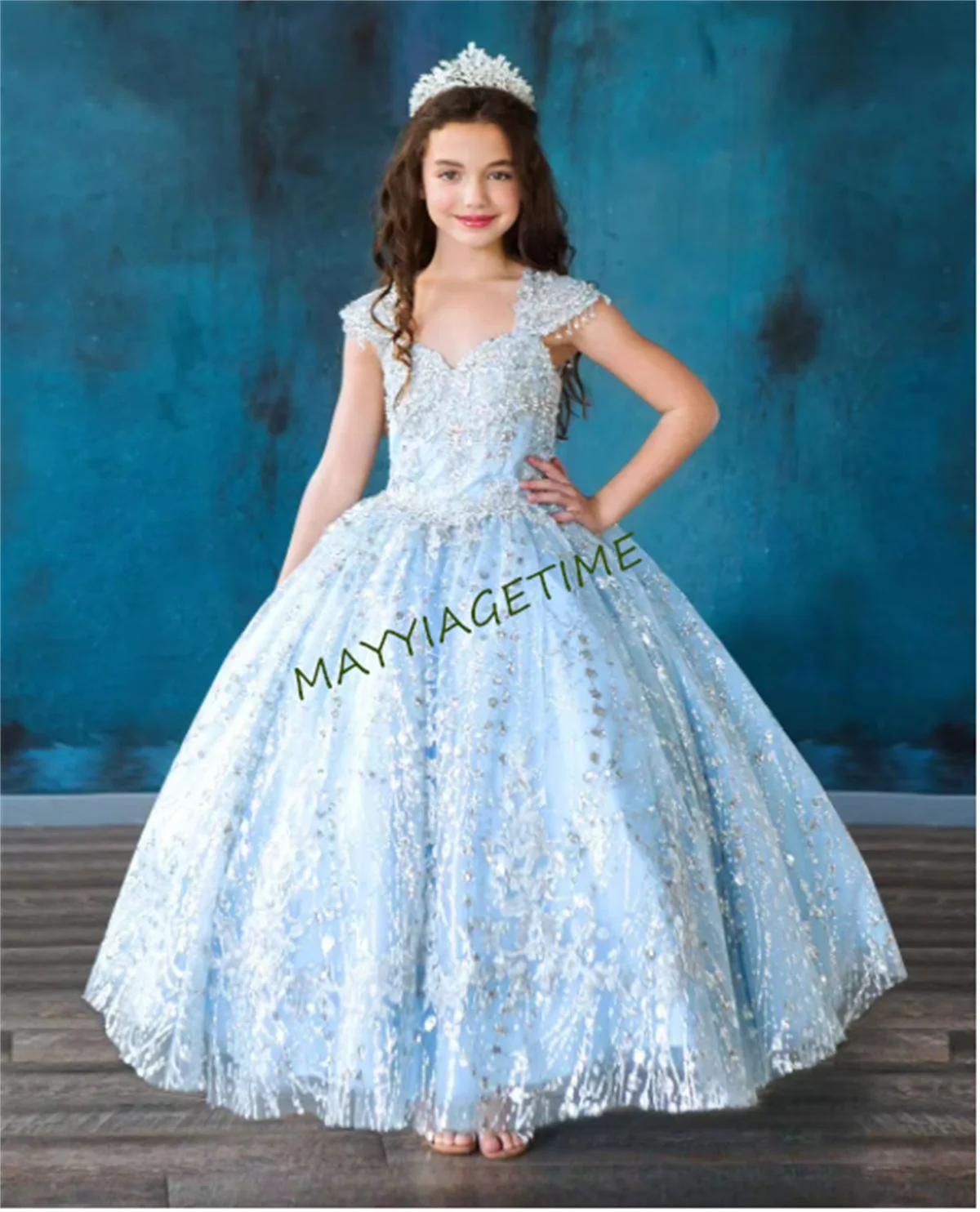 Luxury Flower Girl Dress Applique Gold Thread Decoration Princess For Kids Birthday Gift Party First Communion Ball Gowns