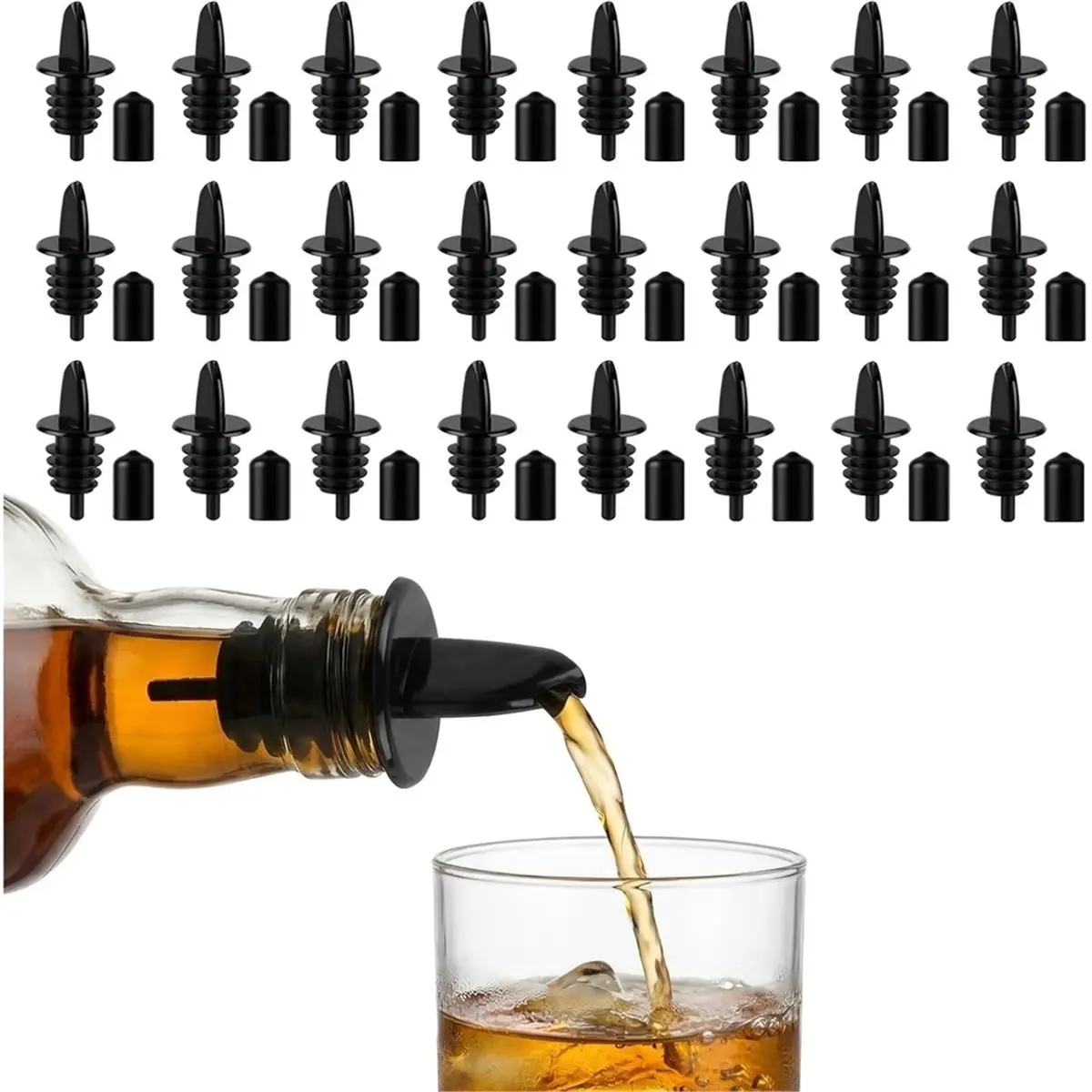 Promotion 24pcs Bottle Pour Spouts Plastic Liquor Bottle Pourers with Pourers Dust Cap Covers Bottle Pourers for Liquor Bottles