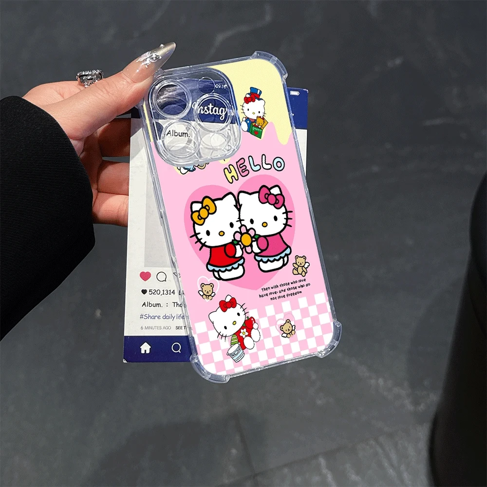 

Hello Kitty Cat Soft Phone Case For IPhone 15 IPhone 16/15/14/13/12/11/x/xs/xs Max Woman Mobile Phone Cases Sanrio KT Fashion