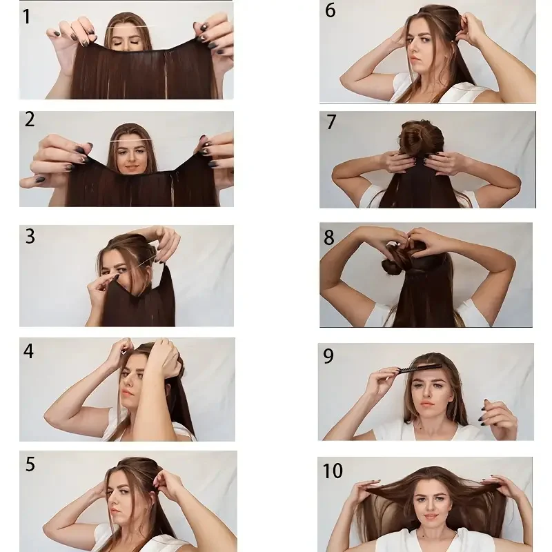 20-calowe syntetyczne doczepy do włosów w jednym kawałku, bez klipsów, niewidoczna linka wędkarska, długie kręcone fale, odporne na ciepło treski dla kobiet.