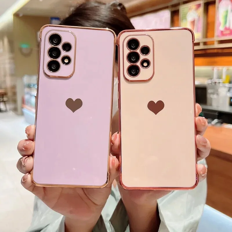 Luxury Love Heart Side Pattern Cover Case For Samsung Galaxy S25 S24 S23 S22 Ultra S21 S20 FE A 16 14 24 34 54 15 25 35 55 13 23