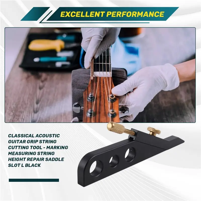 [NEW!ABKG】 Guitar Cutting Tool Marking And Measuring String Saddle Slot L For Height Instrument Repair Black