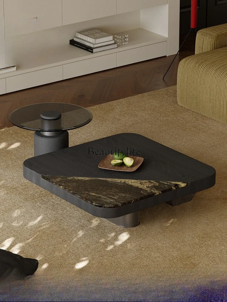 

ls 51 New luxury stone square coffee table villa mansion Italian minimalist original designer high-end coffee table