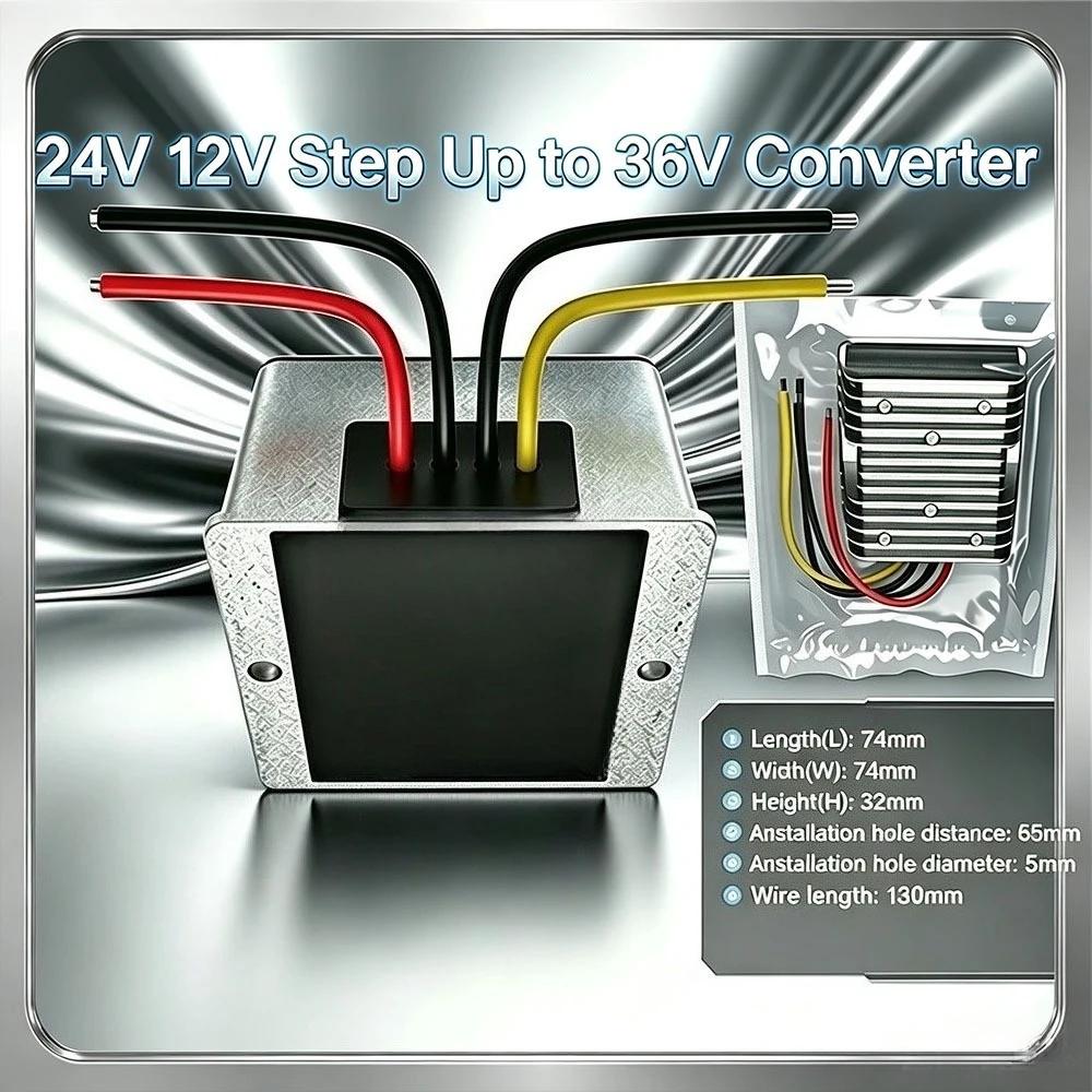 DC to DC 24V 12V Step Up to 36V Converter Boost Power Supply Waterproof Module Transformer for Golf Cart Truck Boat Solar E-Bike