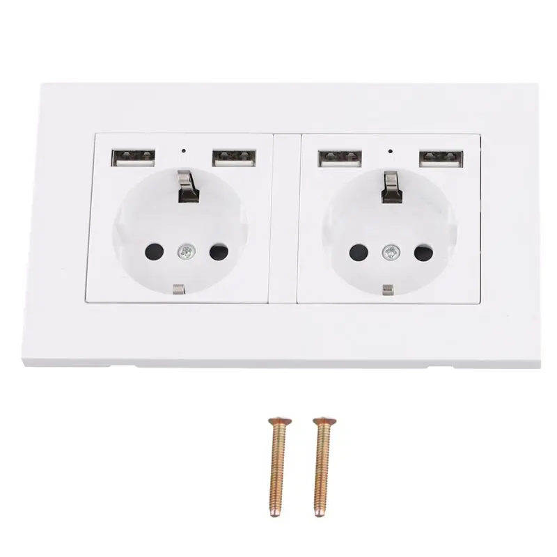 ABKL-IP66 16A 250V Waterproof Outdoor Wall Power Socket Box Electrical Double Outlet With 2USB For Home Garden