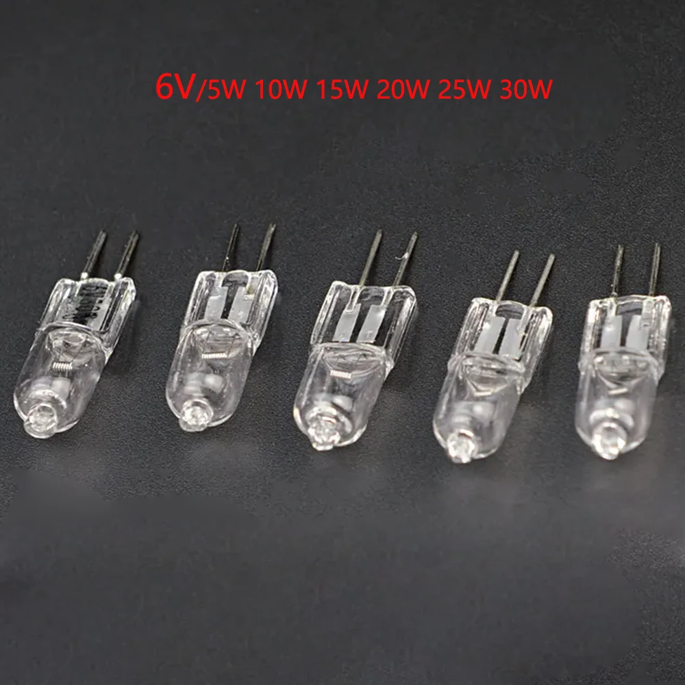 5PCS G4 Halogen Lamp Bulb Beads 6V 5W 10W 15W 20W 25W 30W Microscope Optical Instrument Halogen Bulb Flashlight