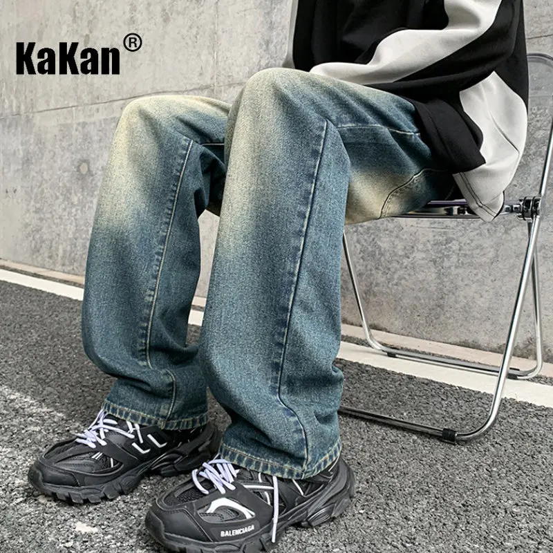 Kakan - Spring/Summer New Vintage Green Men's Jeans, Occidental High Street Washed Straight Length Jeans K024-M5804