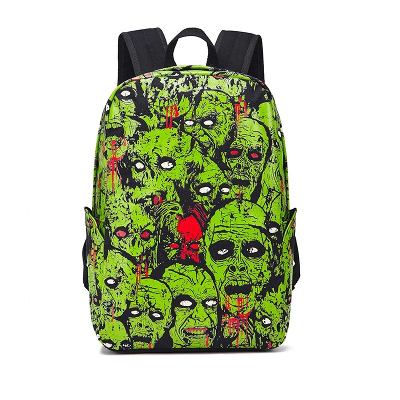 Imagem -04 - Mochila de Lona Gótica com Monstro Fantasma Luminosa para Escola Viagem Punk Verde Brilha no Escuro