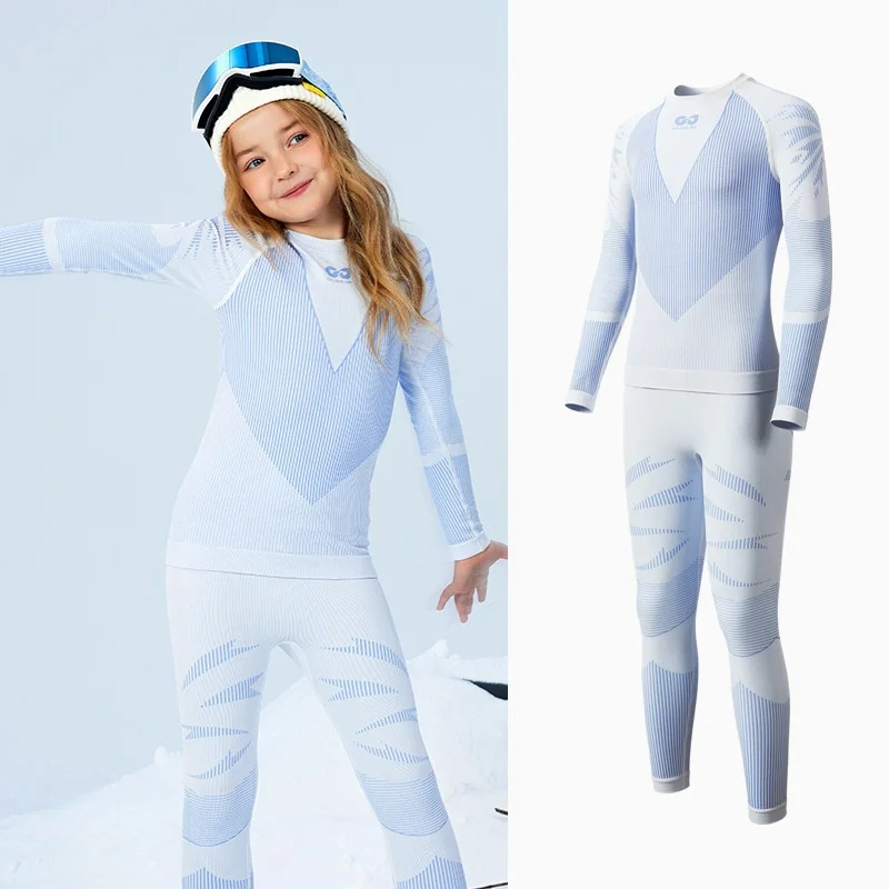 Autumn Winter Children's Skiing Quick Drying Clothes Outdoor Sports Windproof Warm Seamless Functional Underwear Suit Outdoor