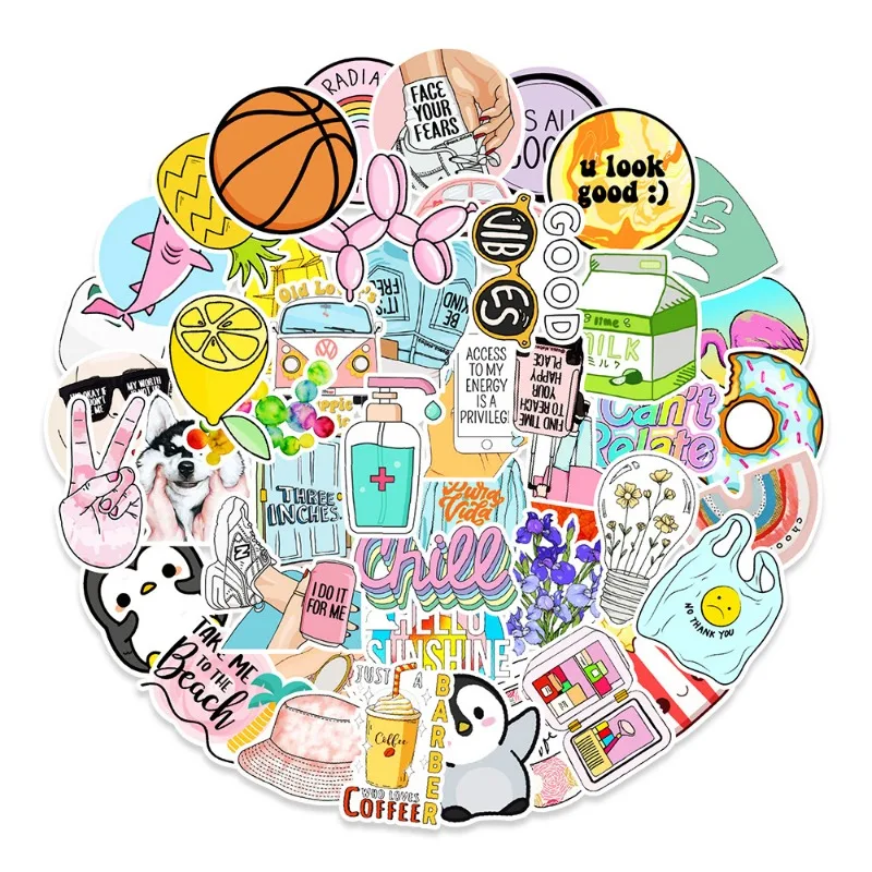 

50 шт., чемодан для ноутбука с рисунком каракулей, велосипедная чашка для воды, компьютер, детское креативное украшение, водонепроницаемая наклейка, праздничный подарок