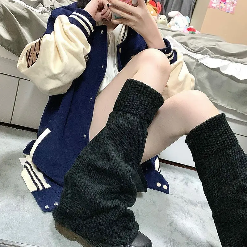Новые женские вязаные гетры Harajuku однотонные свободные длинные носки готические винтажные гранж уличная одежда для зимы Горячая Распродажа