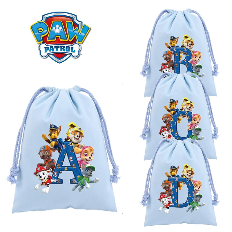 Paw Patrol Large Capacity Bag Chase Storage Bags A-Z Letter Portable Pouch Drawstring Waterproof Backpack Character Pattern Gift