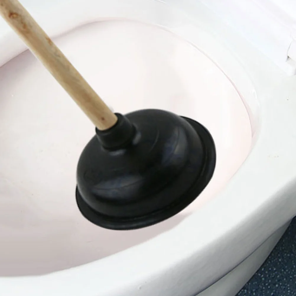 

2Pcs Household Toilet Plungers Wood Handle Strong Rubber Cleaning Tool Bathroom Sink Shower Drain Unblock Easy Use Home Supply