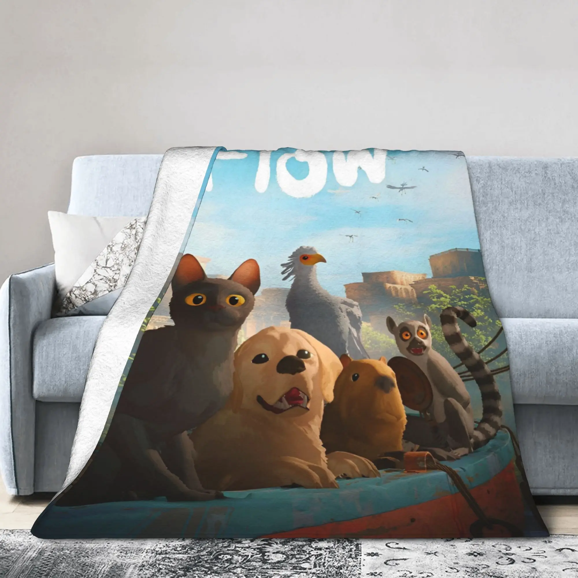 Flowing Movie Cat Blankets Fleece  Winter Cartoon Animated Movie Multifunction Warm Throw Blankets for Bed