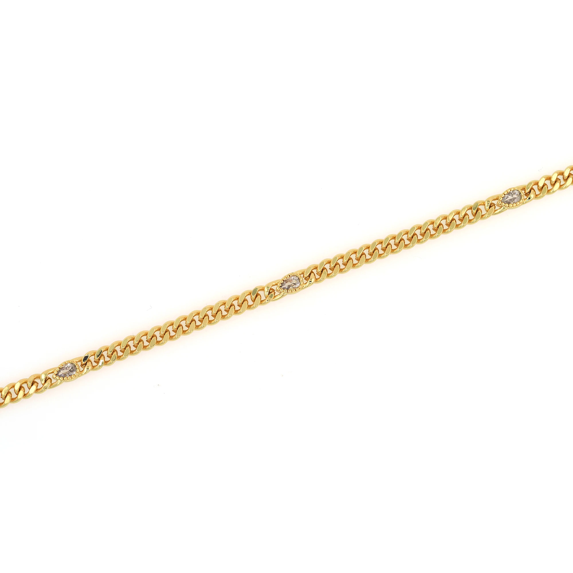 WaterTrop Zircon Chain,Gold Filled Semi-finished Chain,Fashion Bracelet,Cuban Link Chain,DIY Bracelet Necklace Jewelry