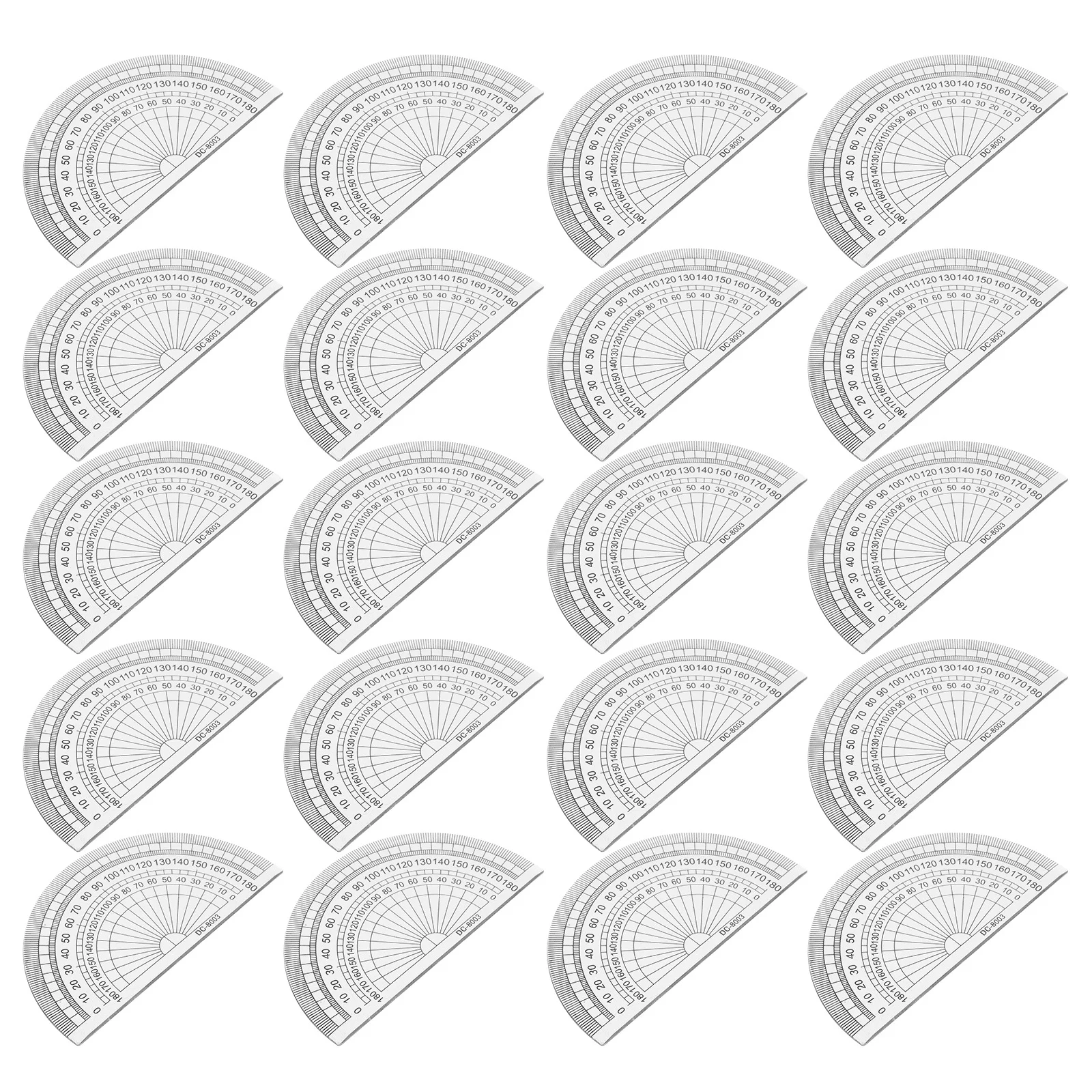 20Pcs Angle Measurement Protractors Transparent Plastic 4 Inch 10cm 180 Degrees School Office Student Math Rulers