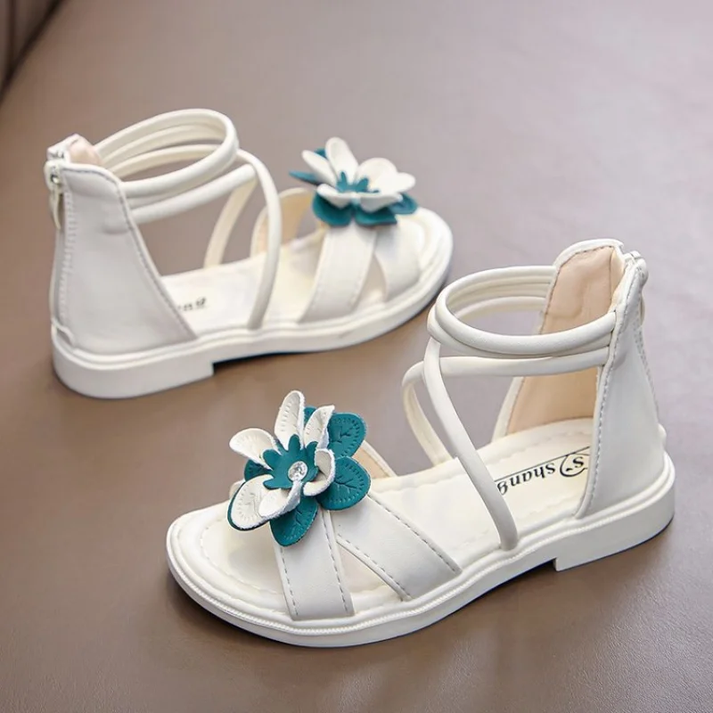 New 2023 Gladiator Kids Shoes Sandals for Girls Summer Shoes Flower Children's Flat Sandals Due To Princess Shoes 3 To 12 Years