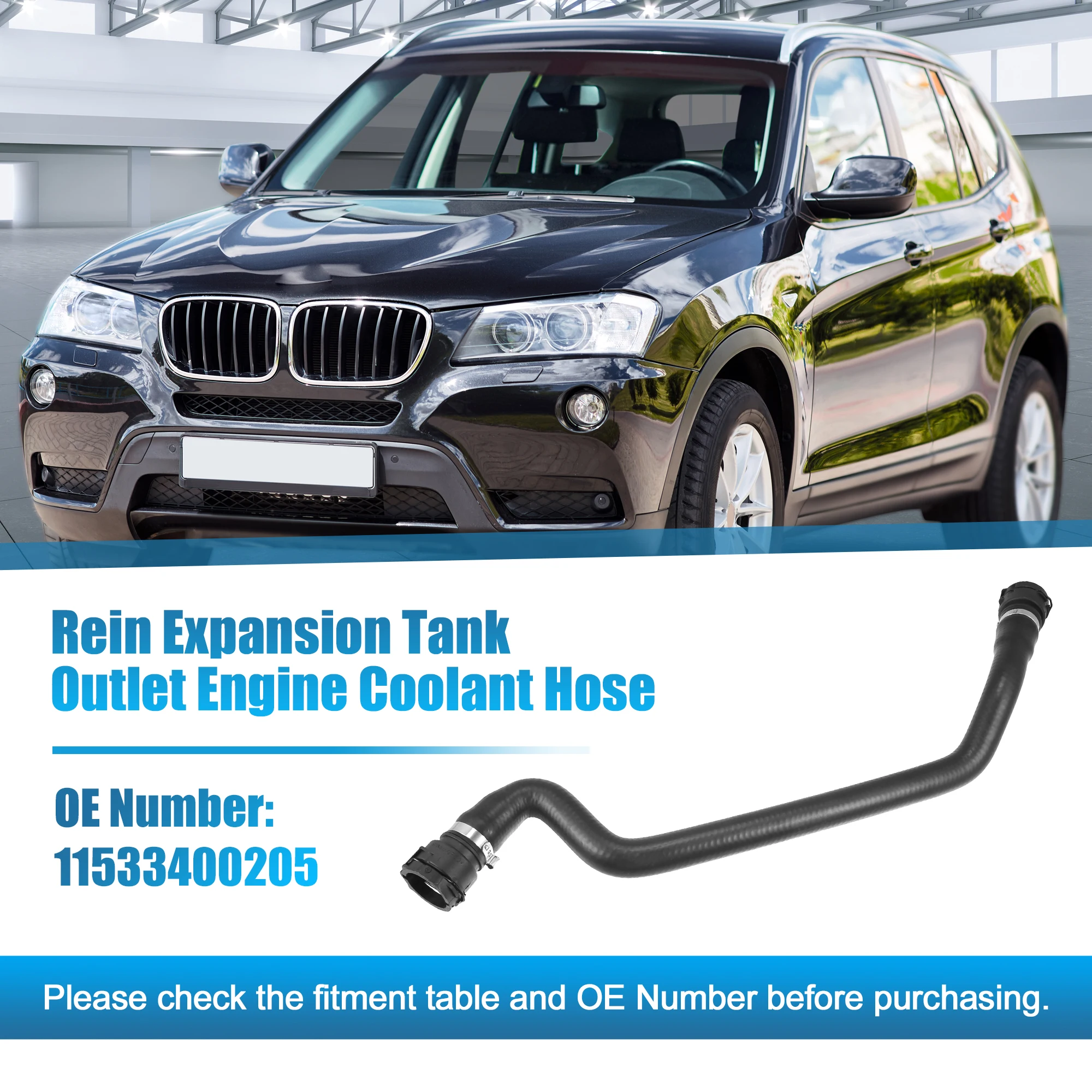 UXCELL Rein Expansion Tank Outlet Engine Coolant Hose for BMW X3 2.5L No.11533400205