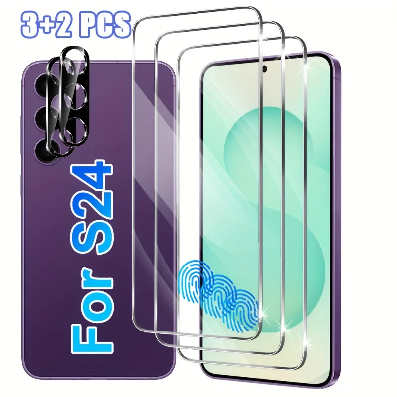 

3Pcs Screen Protector Tempered Glass With 2Pcs Camera Lens Protector for S25 S24 Ultra S24 S23 Plus S25 Edge S23 S22 S21 Glass