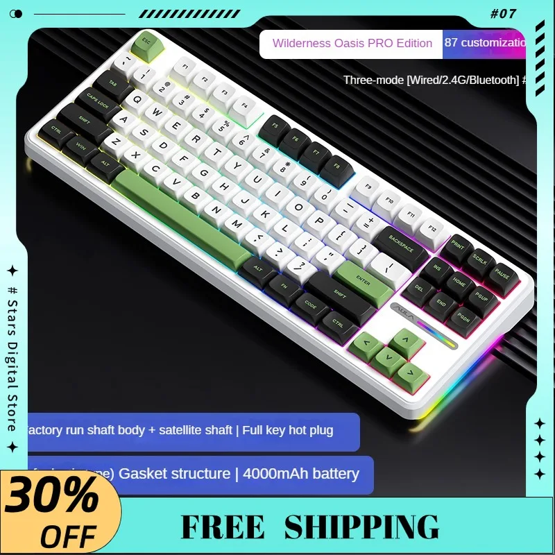 

Aula F87 Pro Wireless Mechanical E-sports Keyboard Tri-mode RGB Gasket Structure Hot Swap Customized 4000mAh 87 Keys Keyboard