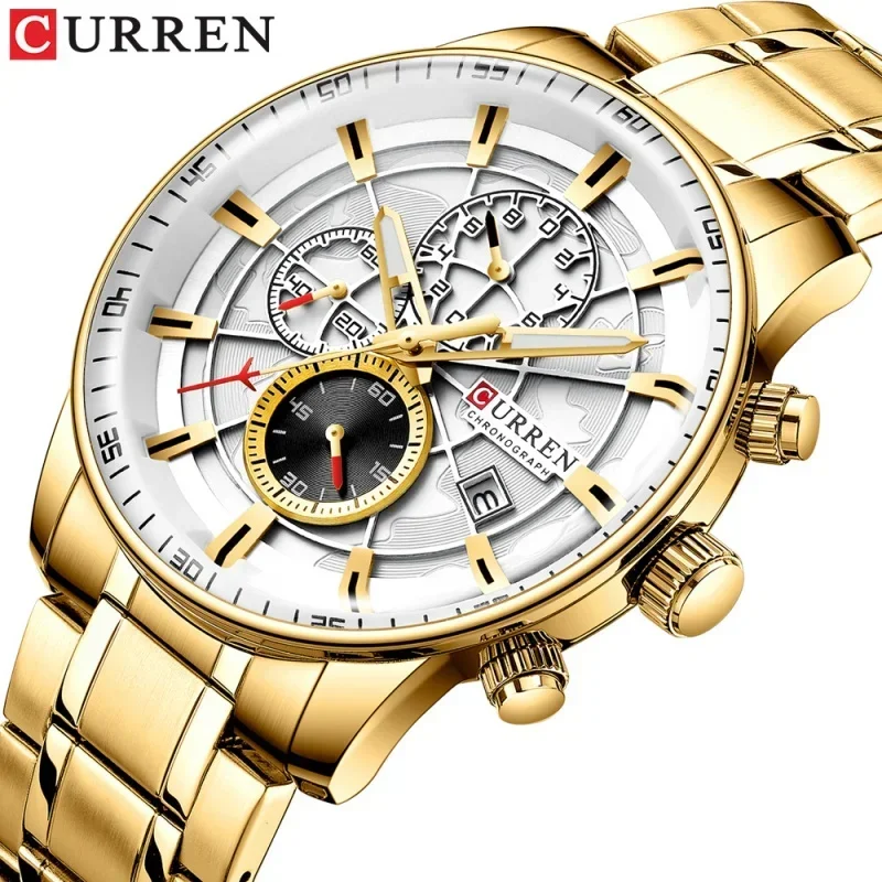 Curren En8362 Men's Watch Waterproof Quartz Watch Six-pin Steel Strap Watch Calendar Word