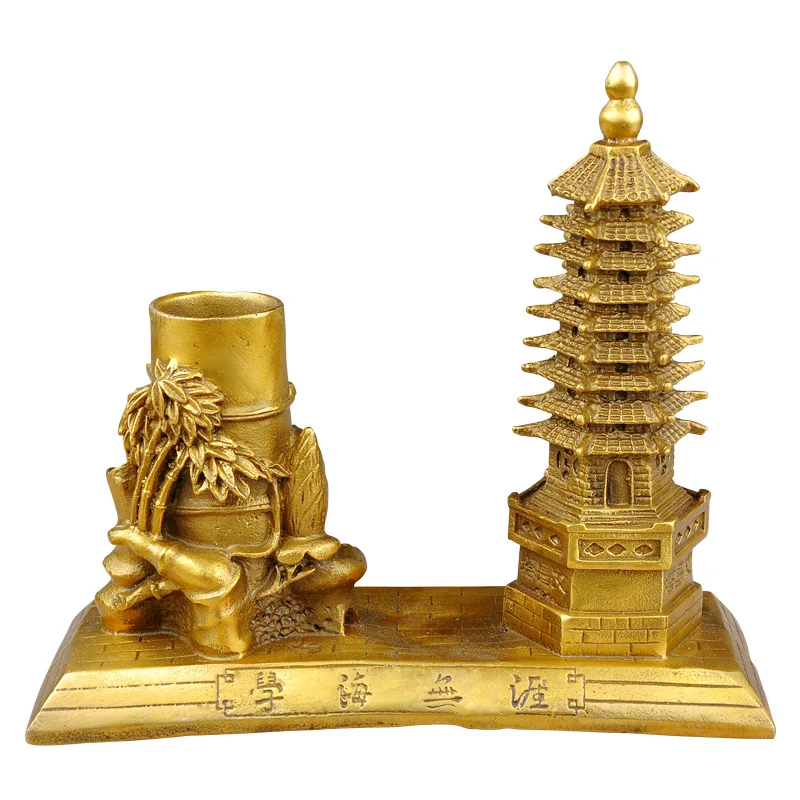 

Pure Copper BBK Pen Holder Nine-Story Wenchang Pagoda Decoration Academic and Career Performance Decoration Desk Gift