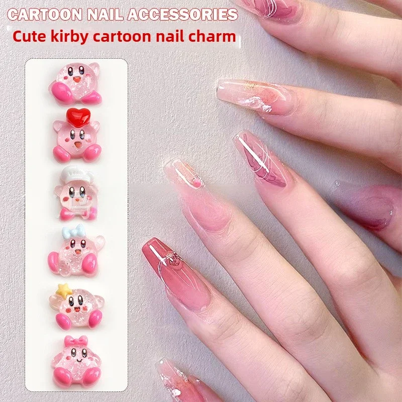 20pcs Mini Bandai Kirby Resin Flatback Cartoon Anime Cute Star Kirby Doll Nail Art Jewelry DIY Resin Nail Charms Decoration