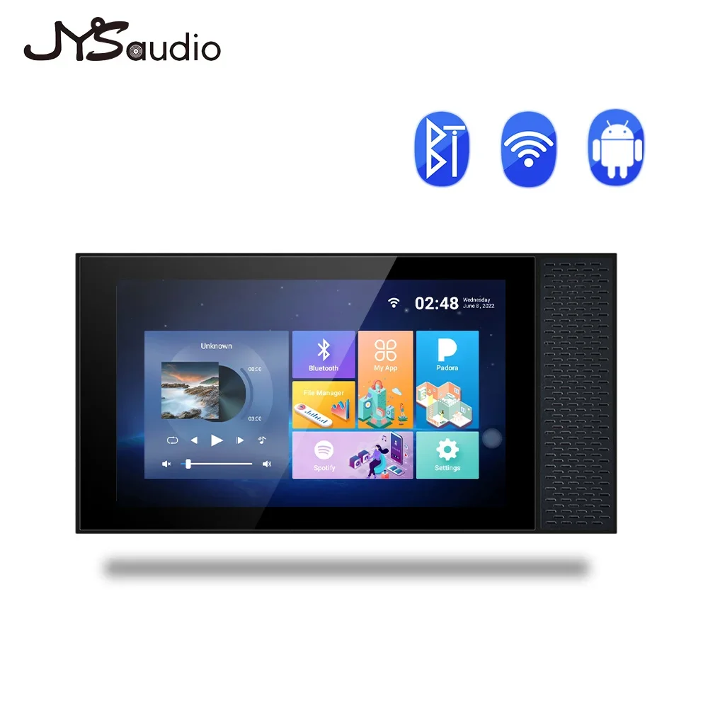 WIFI In Wall Amplifier 7\'\' Bluetooth Touch Screen Android Wall Panel Background Stereo Sound System with TUYA Smart application