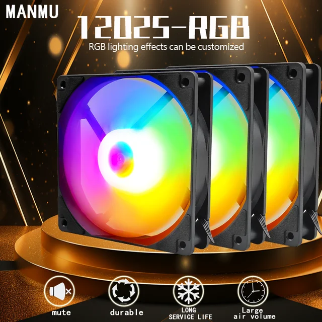 Manmu Fetival Pormotion Wentylator komputerowy 120 mm Rainbow RGB / Wentylator do komputera do gier o wysokiej wydajności chłodzenia