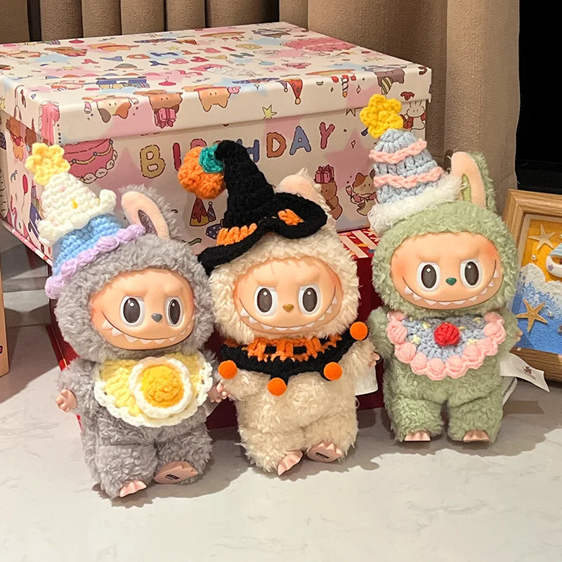 Suitable for Labubu Fashion Personality Trend Cute Color Woven Hats and Small Bibs Dolls Famous Woven Accessories