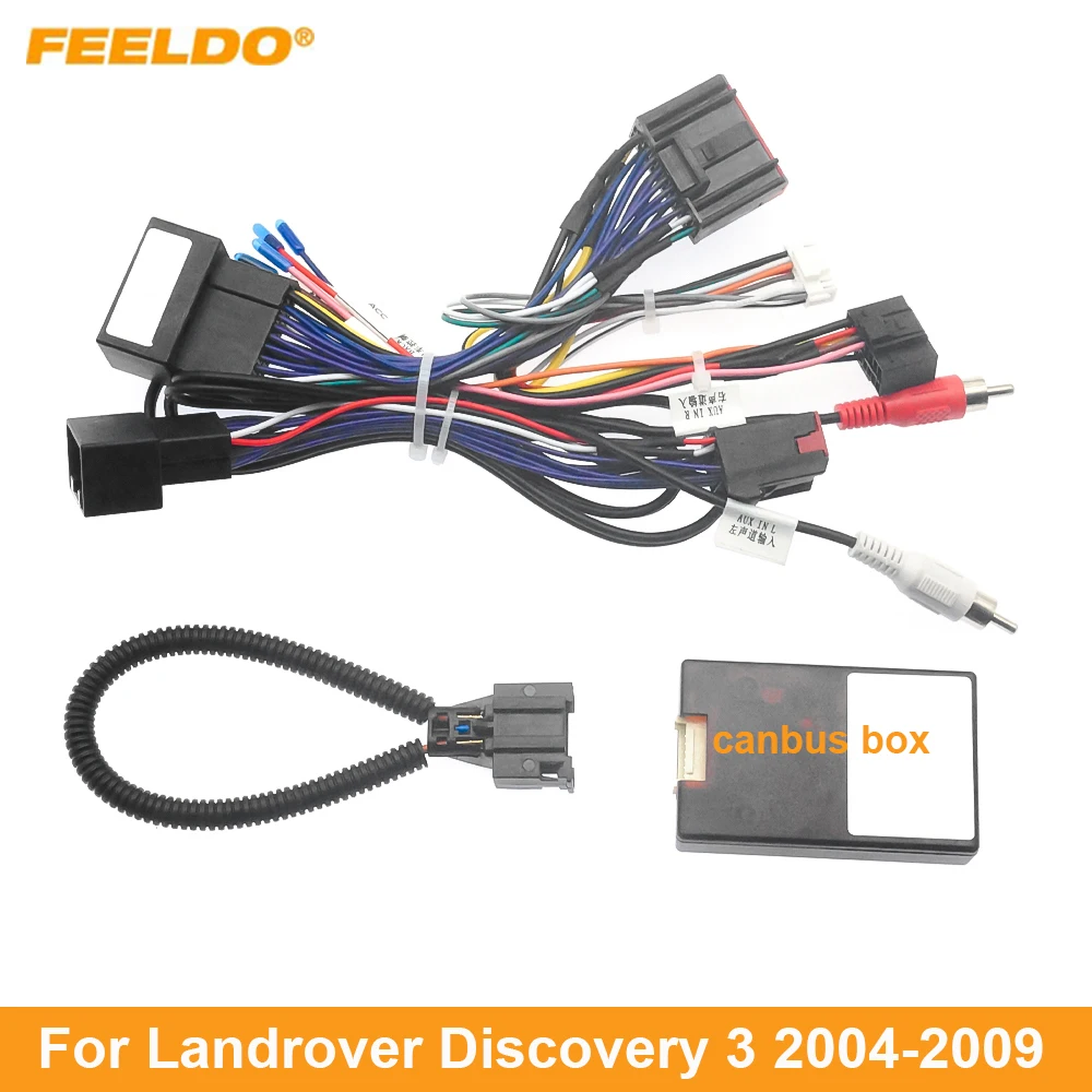 FEELDO Car 16pin Power Cord Wiring Harness Adapter Fiber AMP Cable For Landrover Discovery 3 (2004-2009) Installation Head Unit