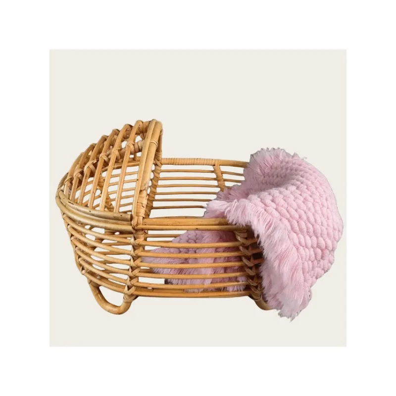 Handmade Brown Rattan Bed & Basket - Newborn Photography Props Practical Baby Furniture & Cherished Growth Souvenirs for Shoots view 5