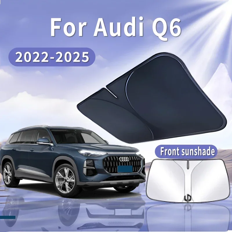 Car Sun Visor For Audi Q6 2022 2023 2024 2025 Front Windshield Sunshade Heat Insulation Summer Cooling Auto Accessories Foldable