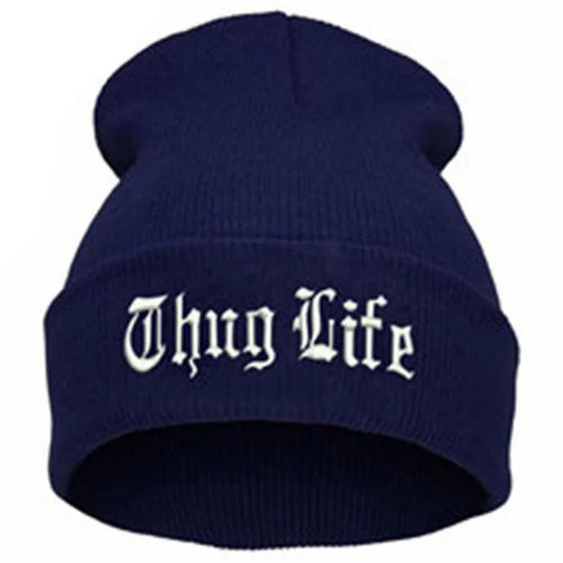 New THUG LIFE Black Letter Beanie Unisex Fashion Hip Hop Mens Beanies Knitted Caps For Women Skullies Gorros Bonnets hat