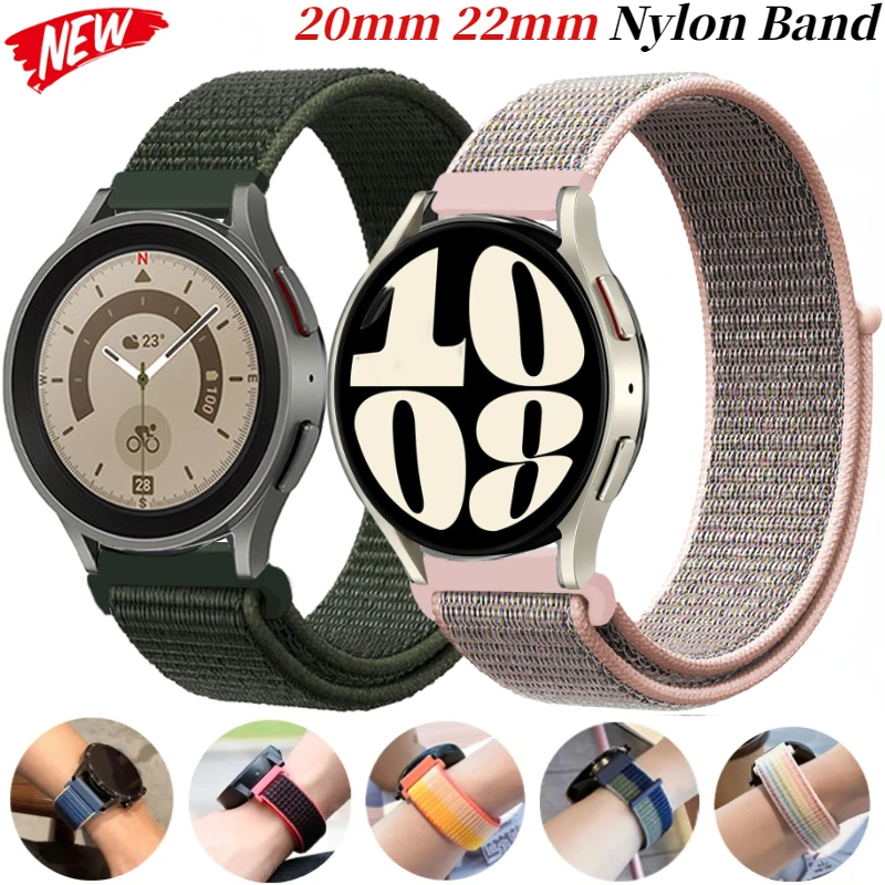 20mm 22mm Nylon Loop Strap For Samsung Galaxy Watch 6/5/4 40mm 44mm Classic 47mm Huawei GT3 Bracelet Wristband Amazfit GTS 4/GTR