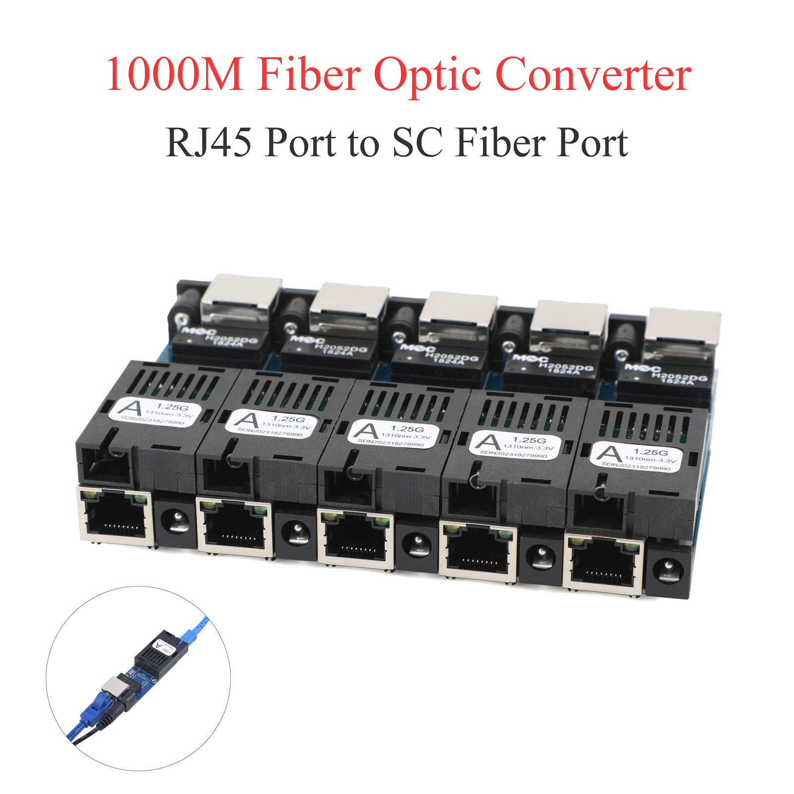 5Pair Mini Gigabit Fiber Optical Media Converter 10/100/1000Mbps Single Mode 3Km UPC/APC SC-Port