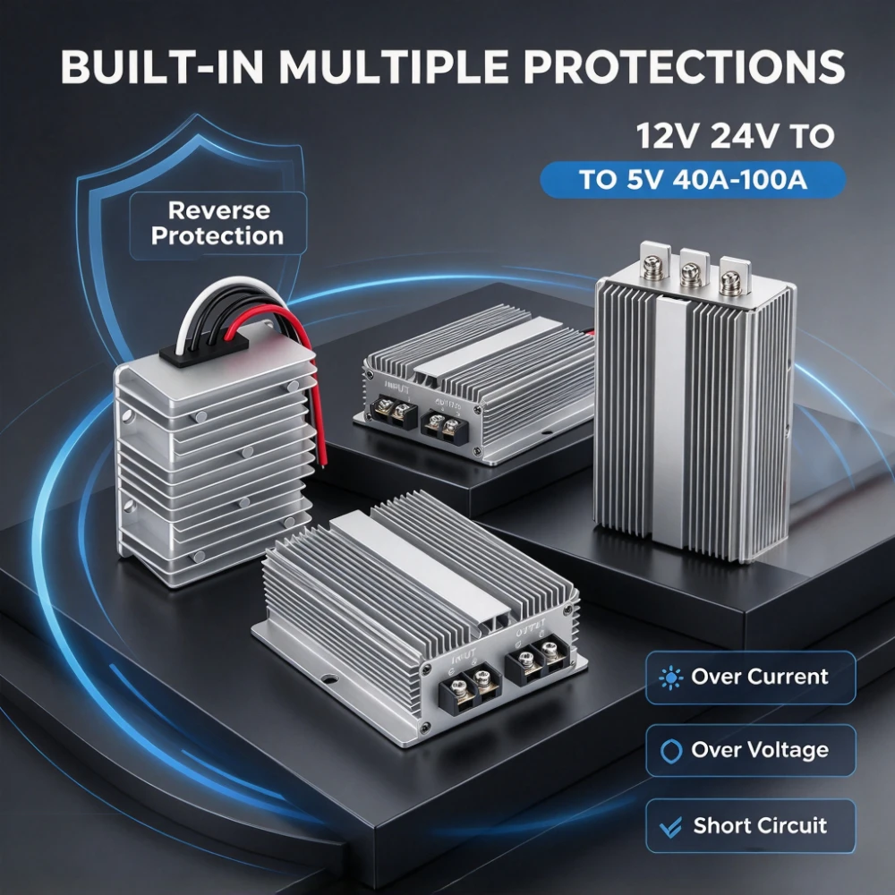 Buck 12V 24V to 5V 40A 50A 60A 80A 100A Step Down DC Converter Voltage Regulator Reliable Car LED Power Supply Stabilizer CE