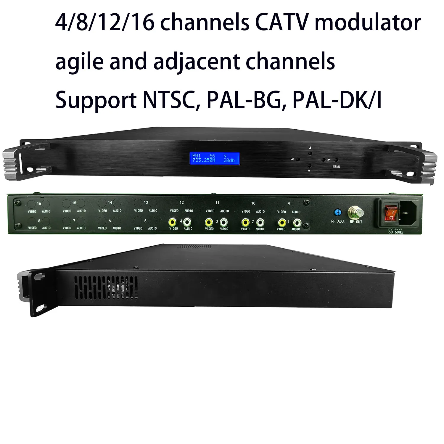 4 in 1, 4 agile channels CATV modulator, agile analog  cable TV modulator, AV to RF modulator, TV headend equipments