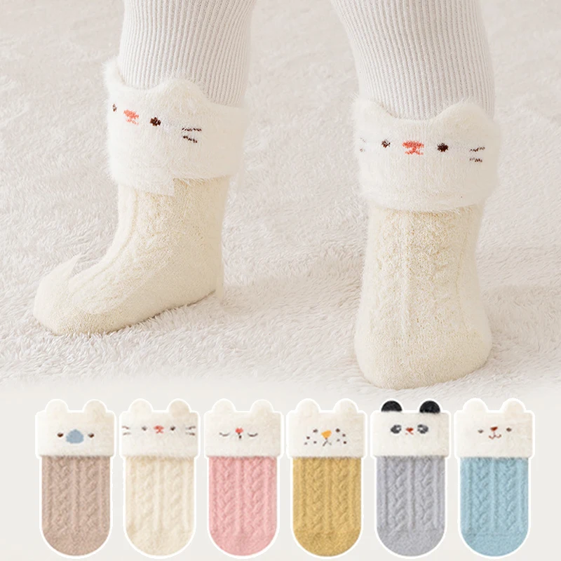 Winter Baby Socks Thickened Warm Newborn Socks Cartoon Socks For Newborns Mid Tube Toddler Socks For Kids