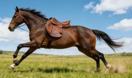 Premium English Style Leather Horse Saddle Coffee Color Equestrian Tack