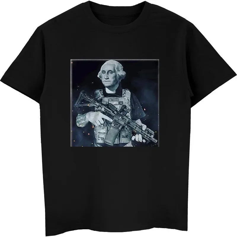 

Tshirt Hot Sale George Washington 1776 Constitution manga vintage anime clothes NRA Rifle Funny Gun Rights Men Short Sleeve Tee