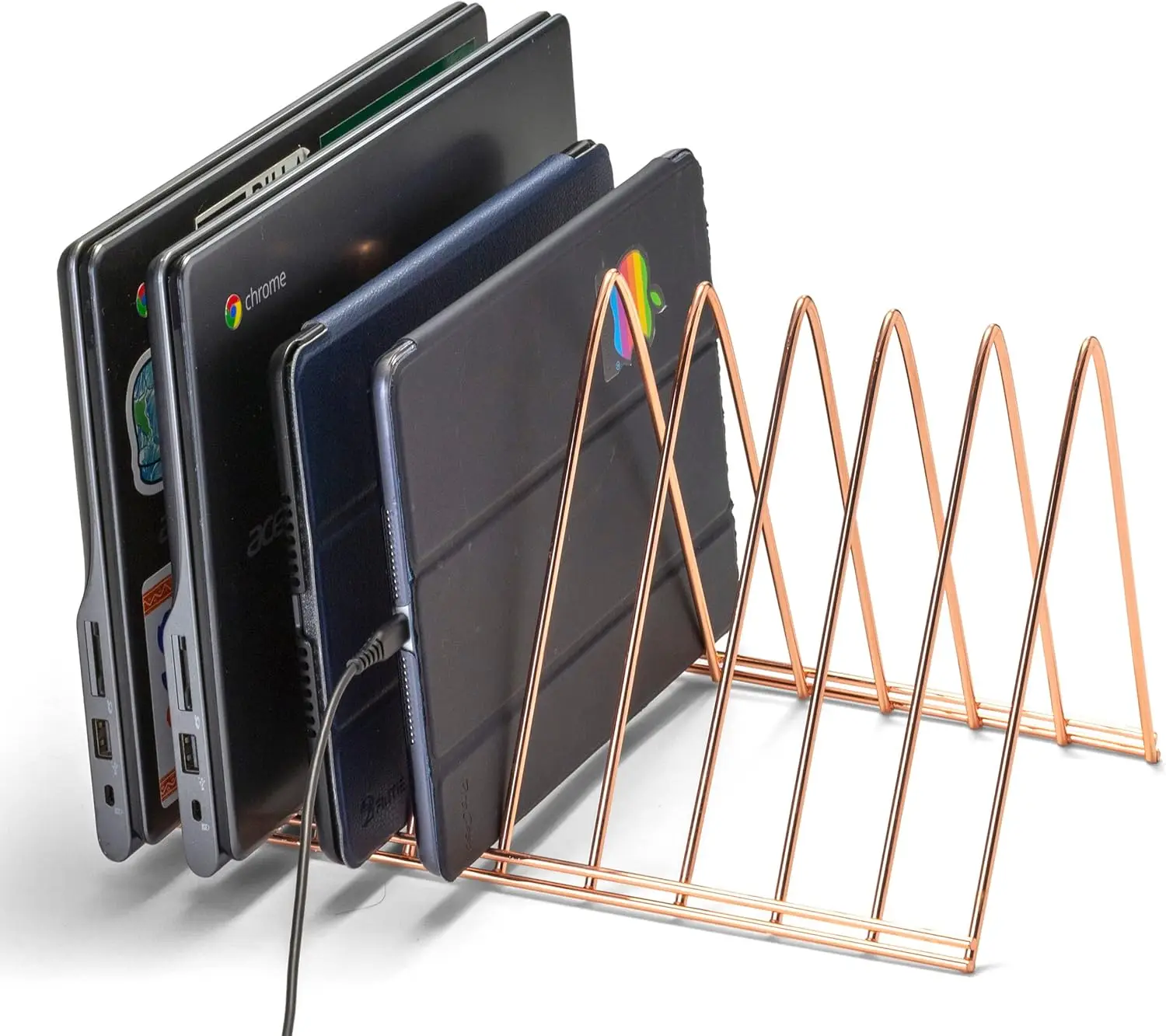 

Rose Gold Triangular Wire File Sorter for Office Organization, Efficient Document Management Tool